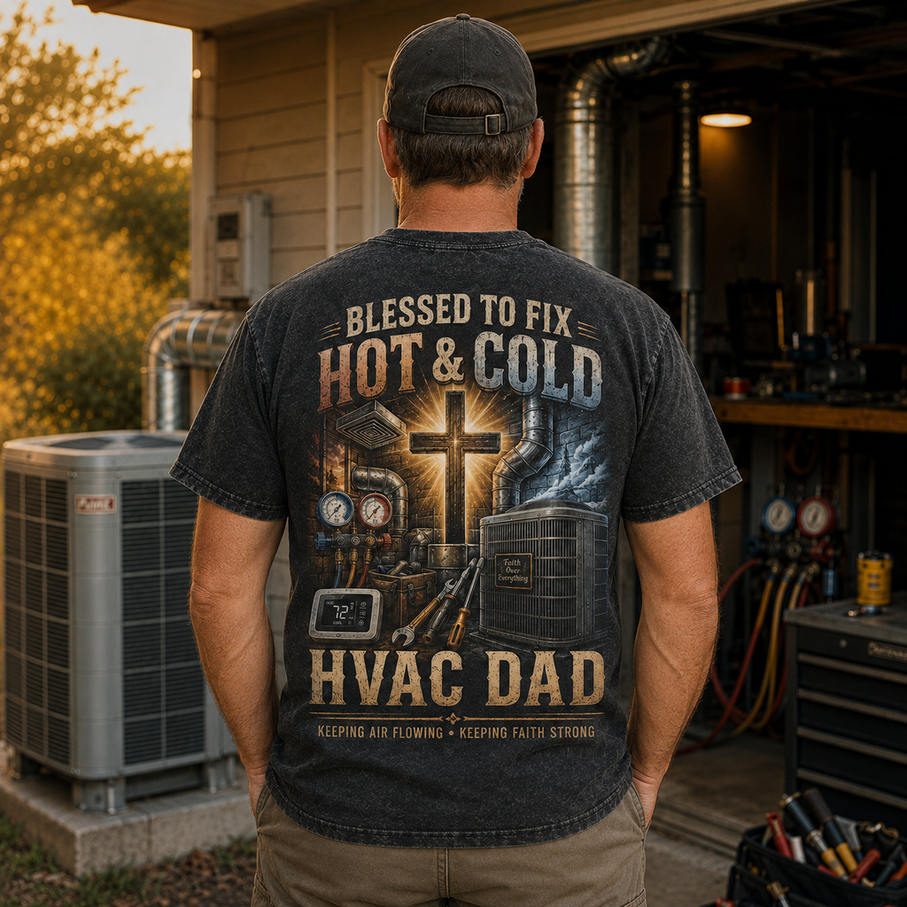 Blessted To Fix Hot & Cold HVAC Dad T-Shirt