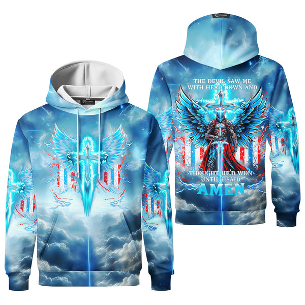 The Devil Saw Me With Head Down And Thought He'd Won Until I Said Amen All Over Print Hoodie