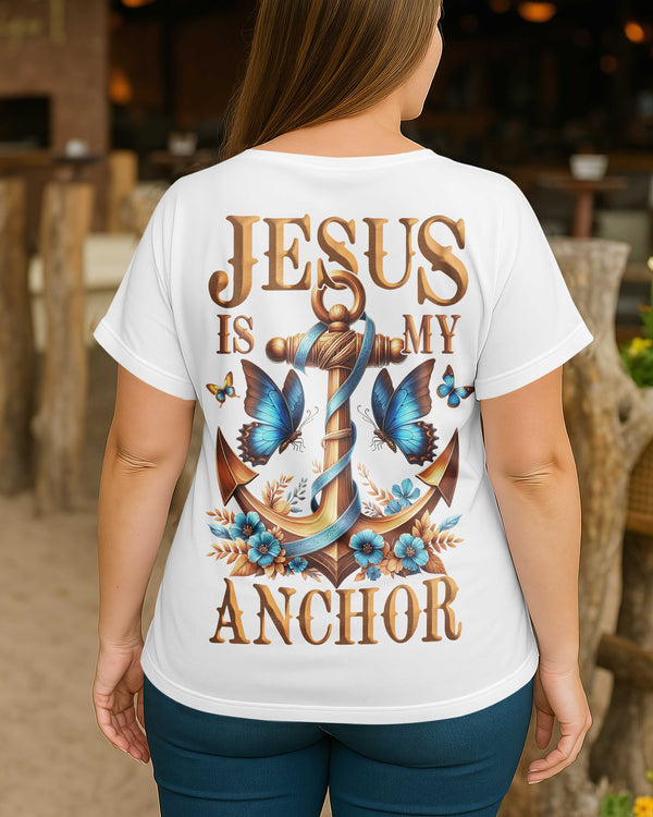 Jesus Is My Anchor All Over Print V-neck Dolman Sleeves Shirt