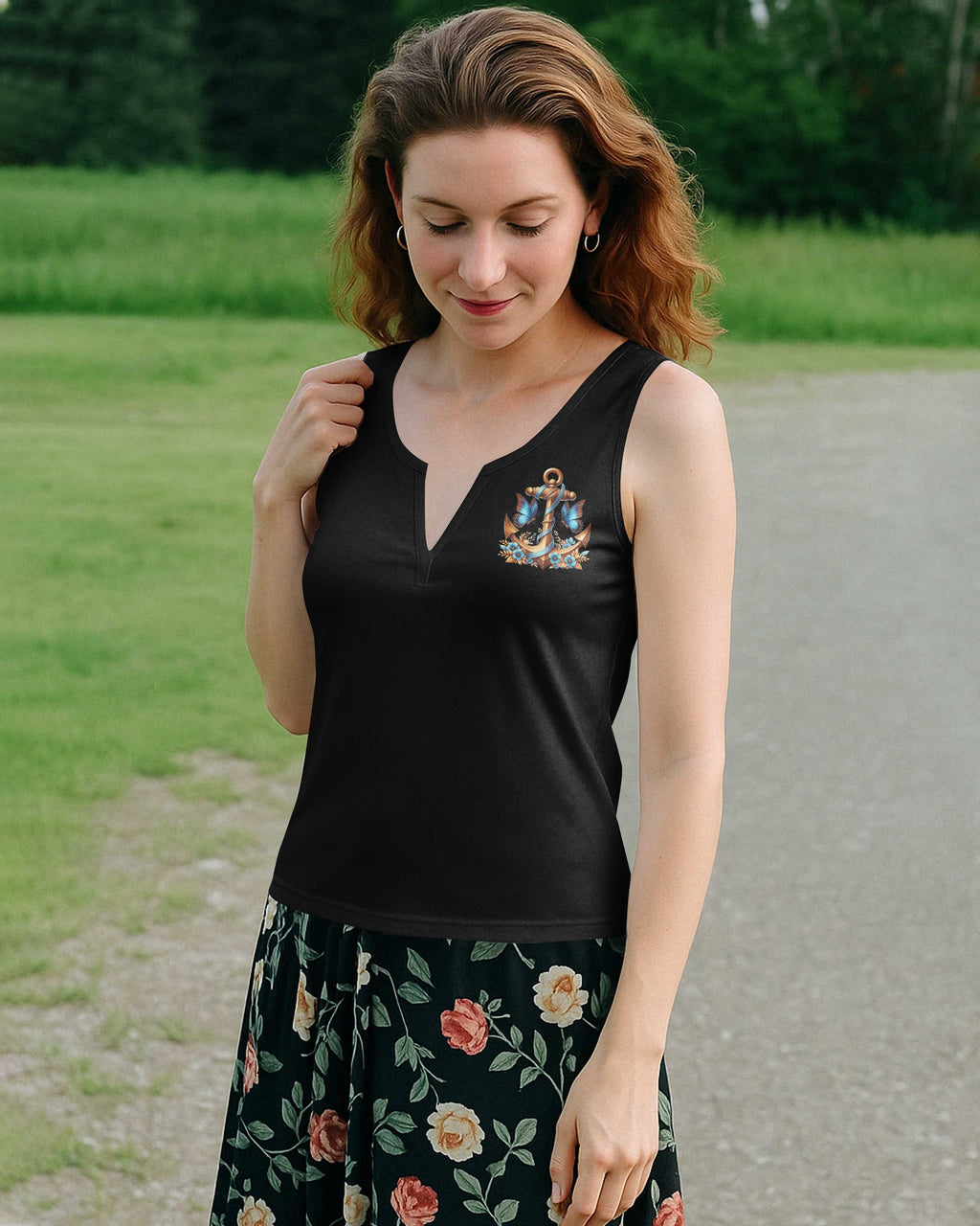 Jesus Is My Anchor V-neck Tank Top