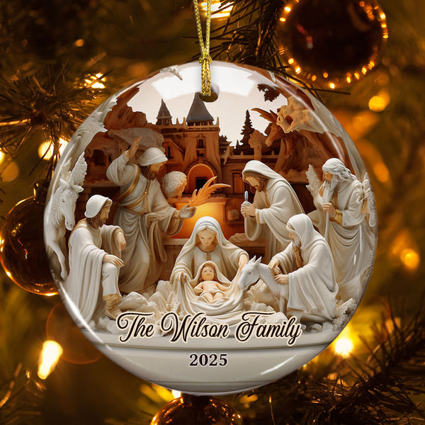 Christian Family Personalized Ceramic Ornament, Custom Family Name