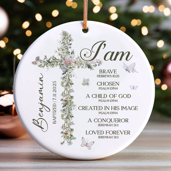 I Am A Child Of God Personalized Ceramic Ornament, Custom Name