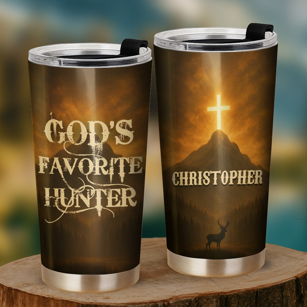 God's Favorite Hunter Personalized Stainless Steel Tumbler, Custom Hunter Name