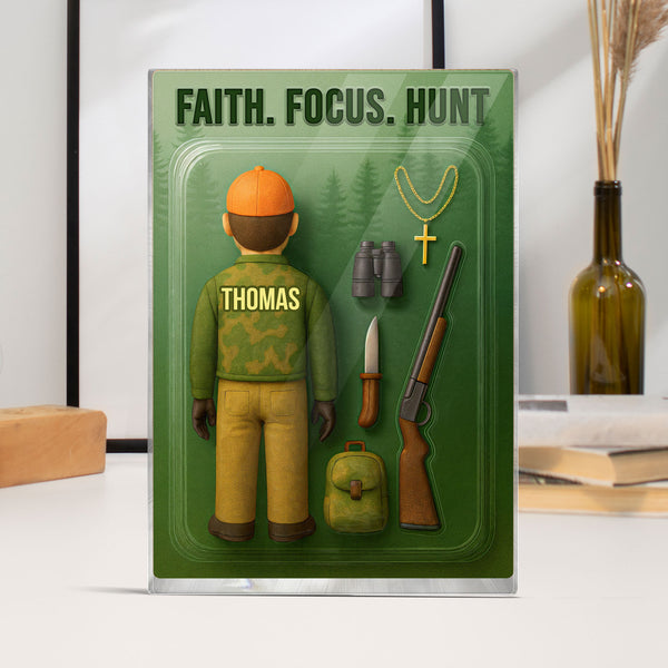 Faith Focus Hunt Personalized Acrylic Block, Custom Name Hunting Gift