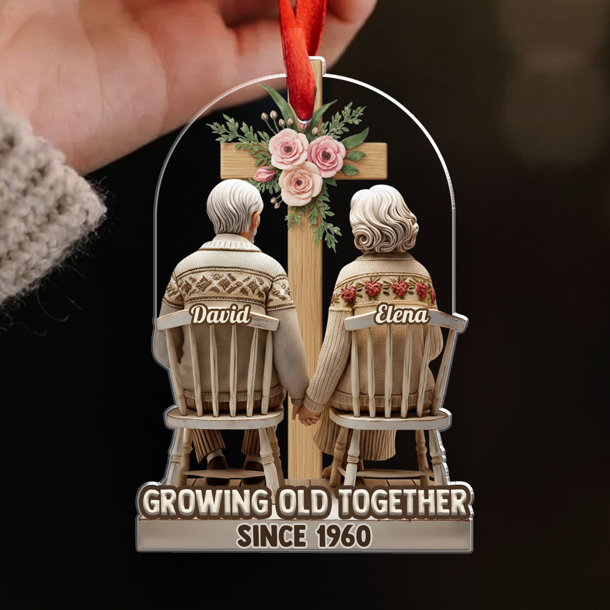Growing Old Together Couple Personalized Acrylic Ornament