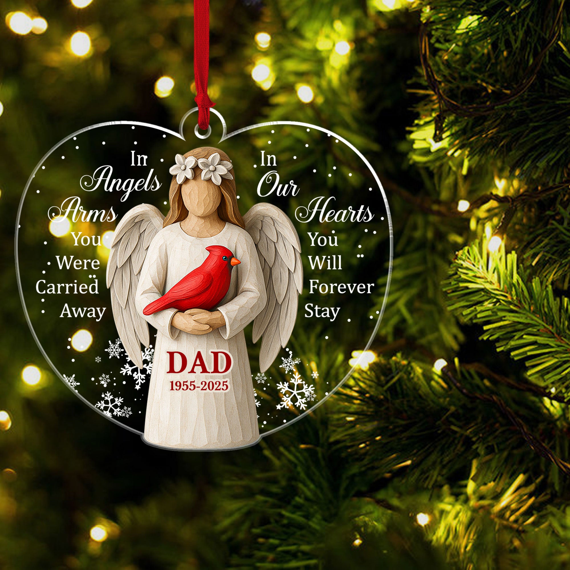 Forever Stay In Our Hearts Personalized Acrylic Ornament, Custom Name and Number