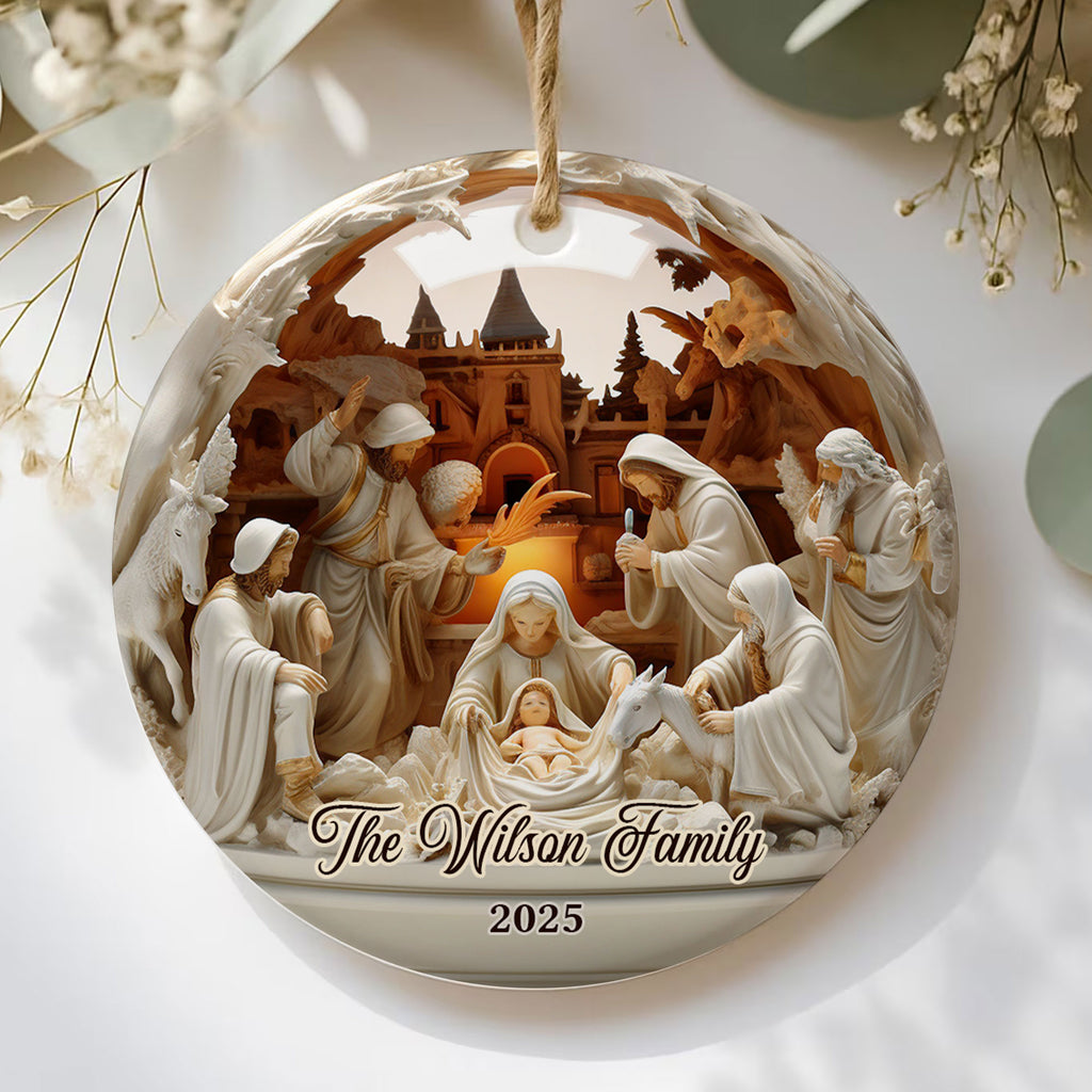 Christian Family Personalized Ceramic Ornament, Custom Family Name