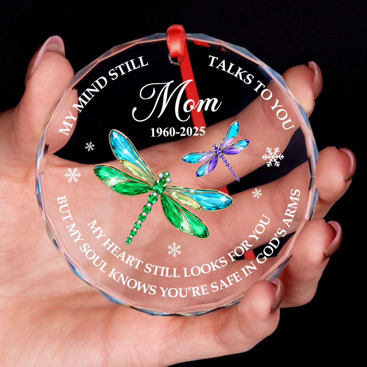 My Mind Still Talks To You Personalized Glass Ornament, Custom Name and Year