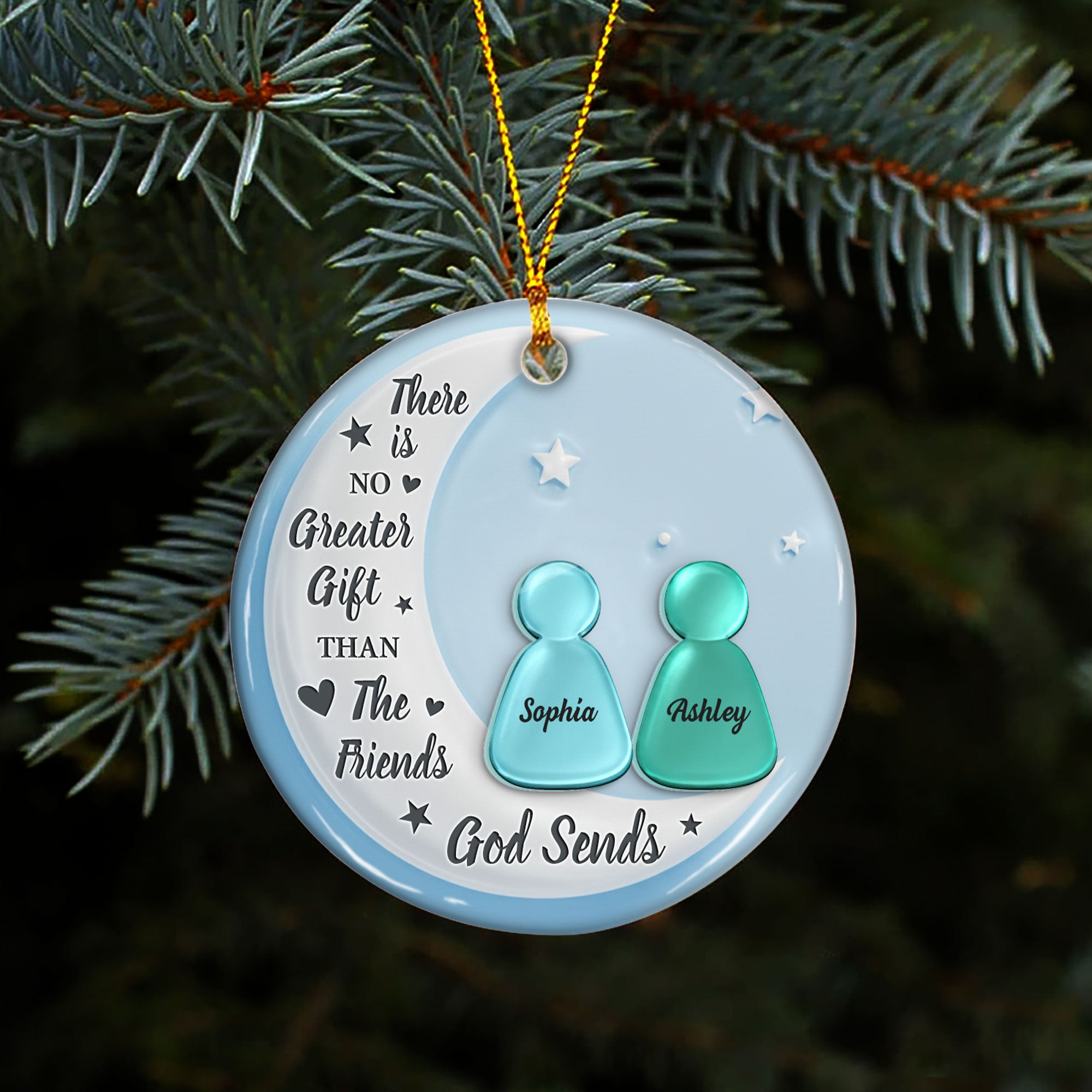 God Sends Our Friends As A Gift Personalized Ceramic Ornament, Custom Friend Name