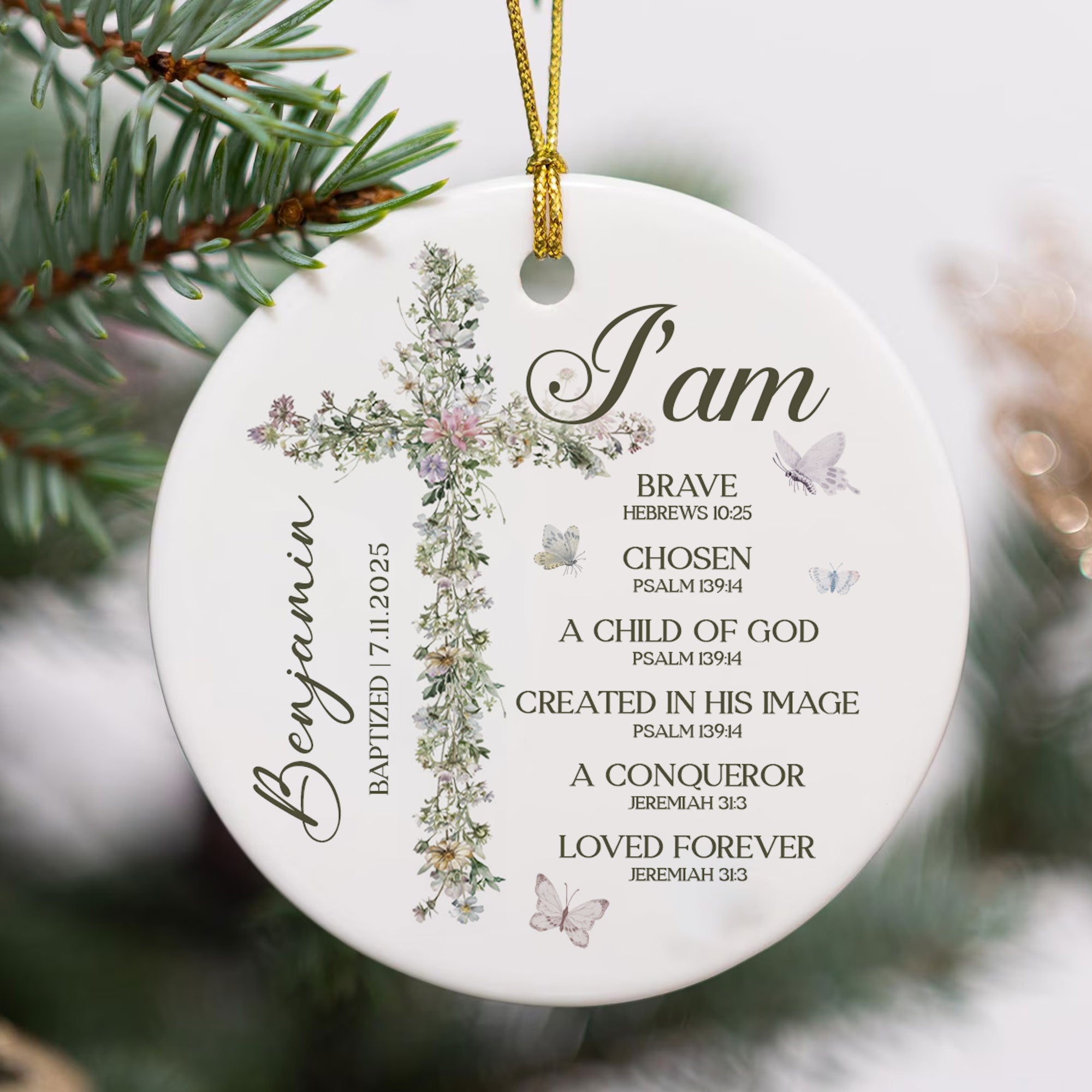 I Am A Child Of God Personalized Ceramic Ornament, Custom Name