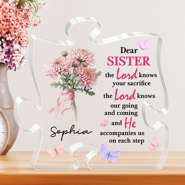 The Lord Knows Your Sacrifice Personalized Puzzle Acrylic Block, Custom Name