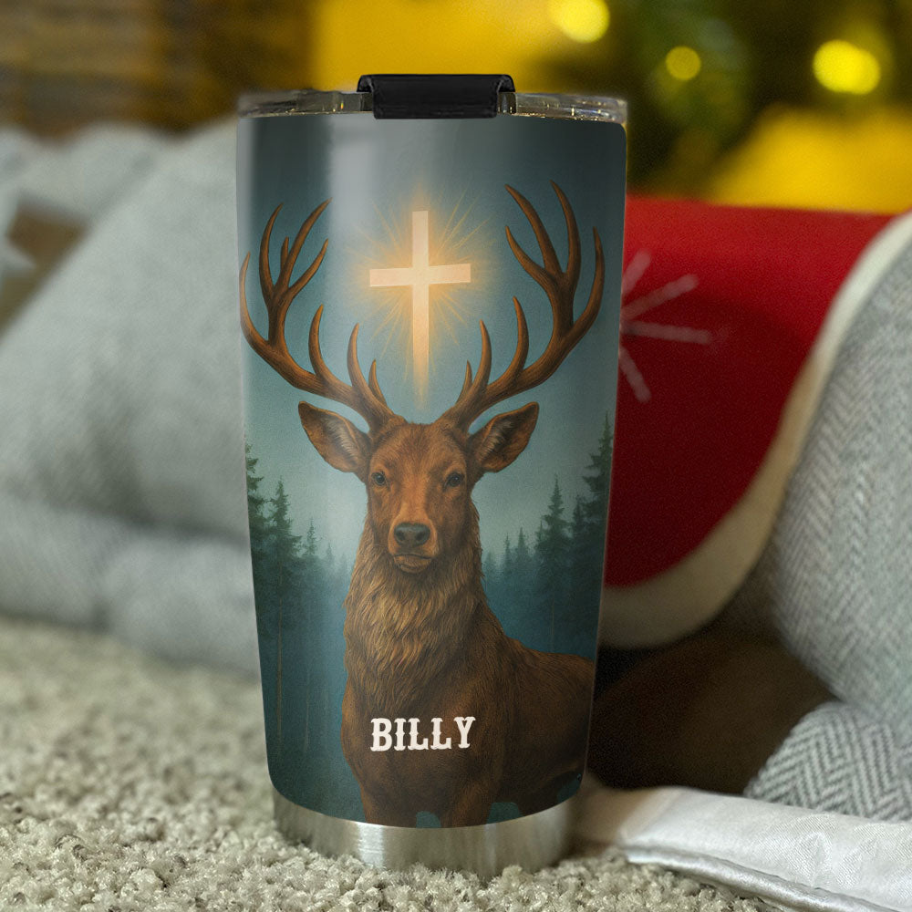 Hunting In My Blood and Jesus In My Soul Personalized Stainless Steel Tumbler, Custom Hunter Name
