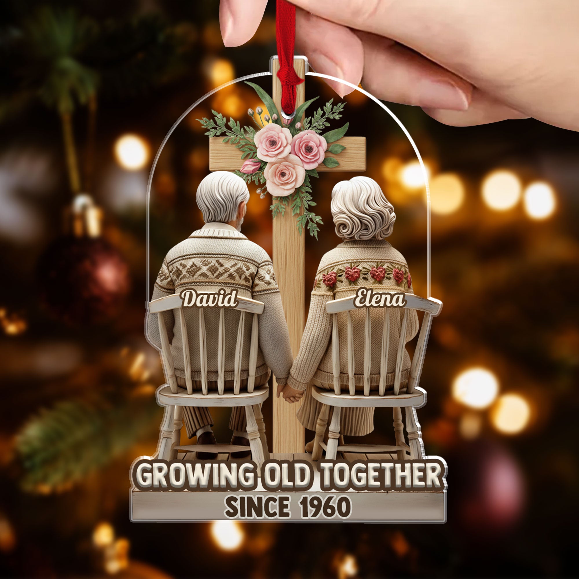 Growing Old Together Couple Personalized Acrylic Ornament