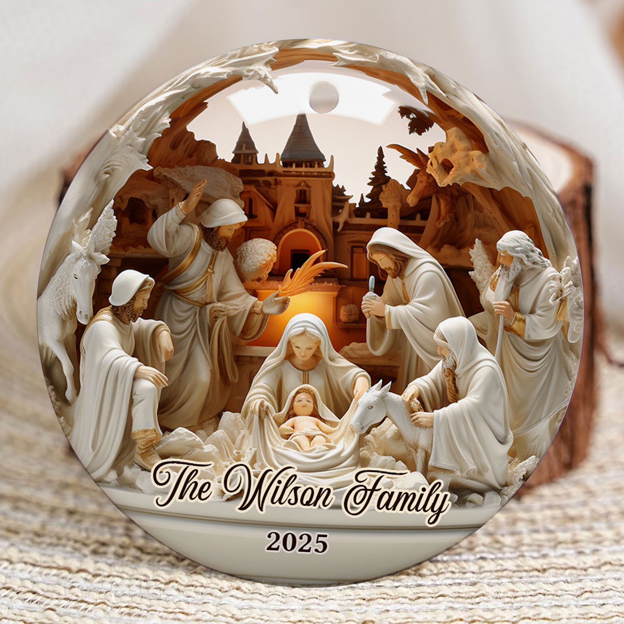 Christian Family Personalized Ceramic Ornament, Custom Family Name