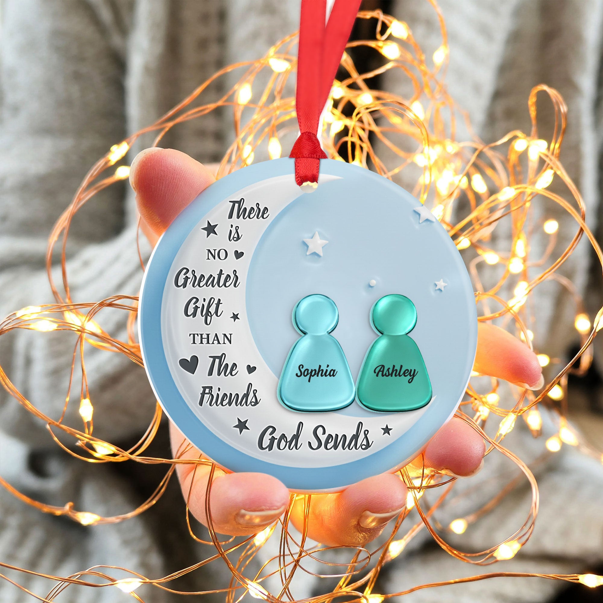 God Sends Our Friends As A Gift Personalized Ceramic Ornament, Custom Friend Name