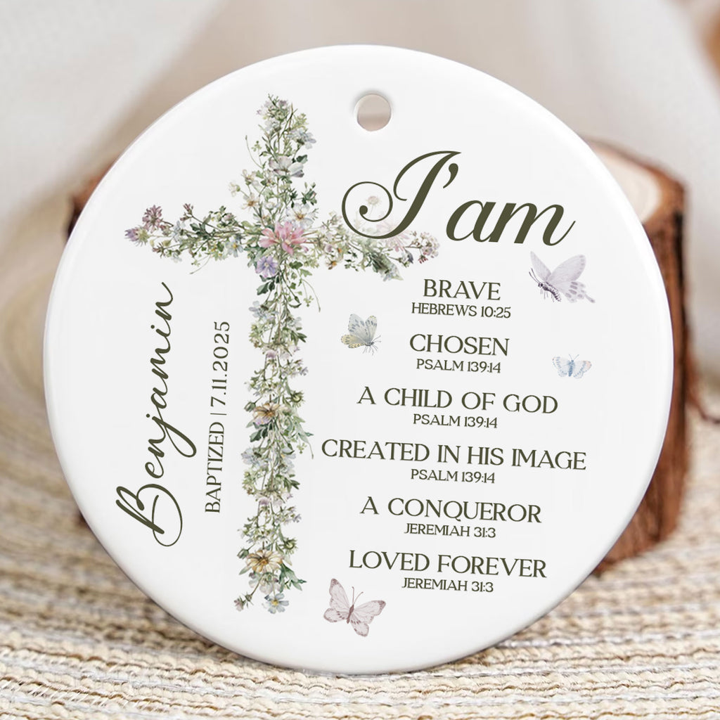 I Am A Child Of God Personalized Ceramic Ornament, Custom Name