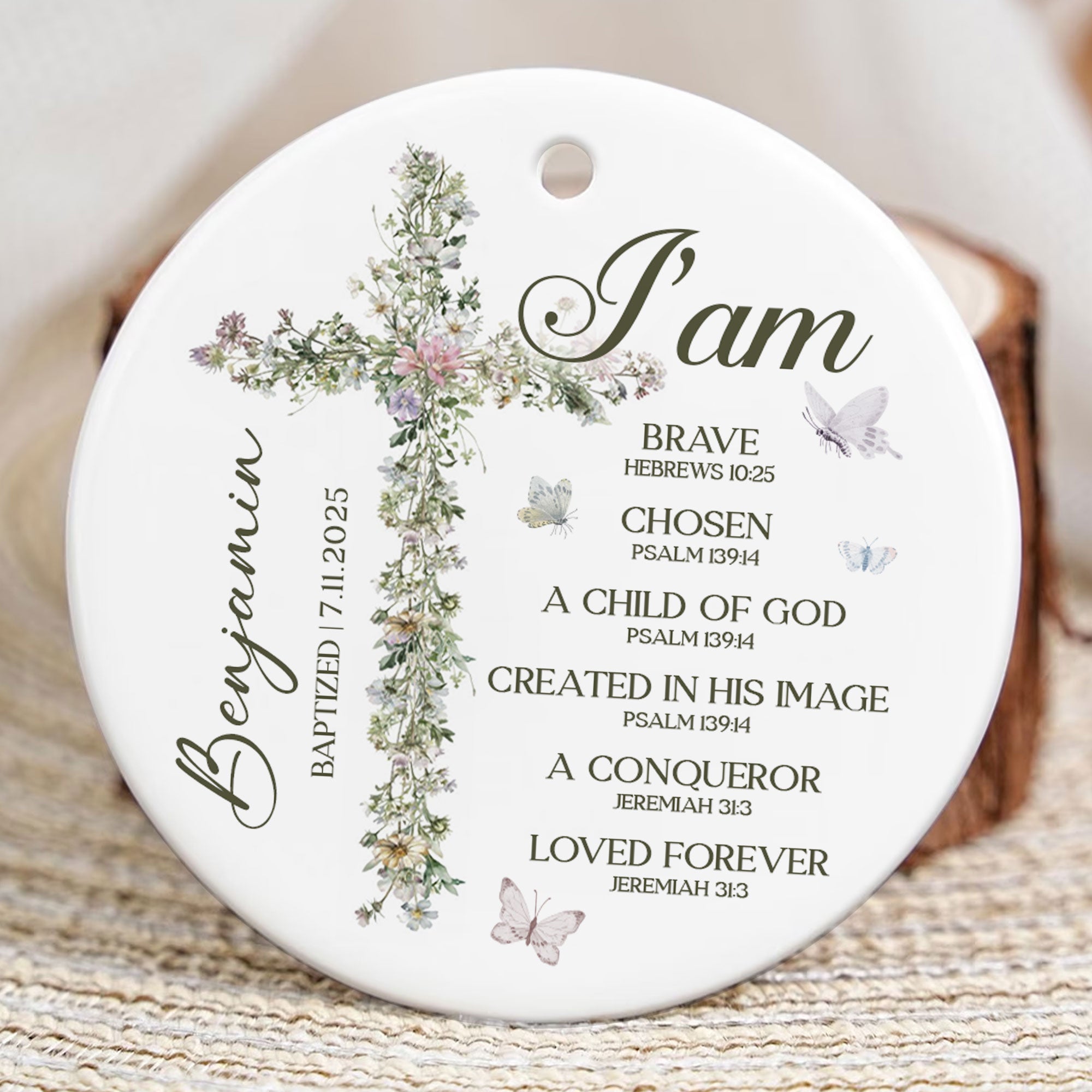I Am A Child Of God Personalized Ceramic Ornament, Custom Name