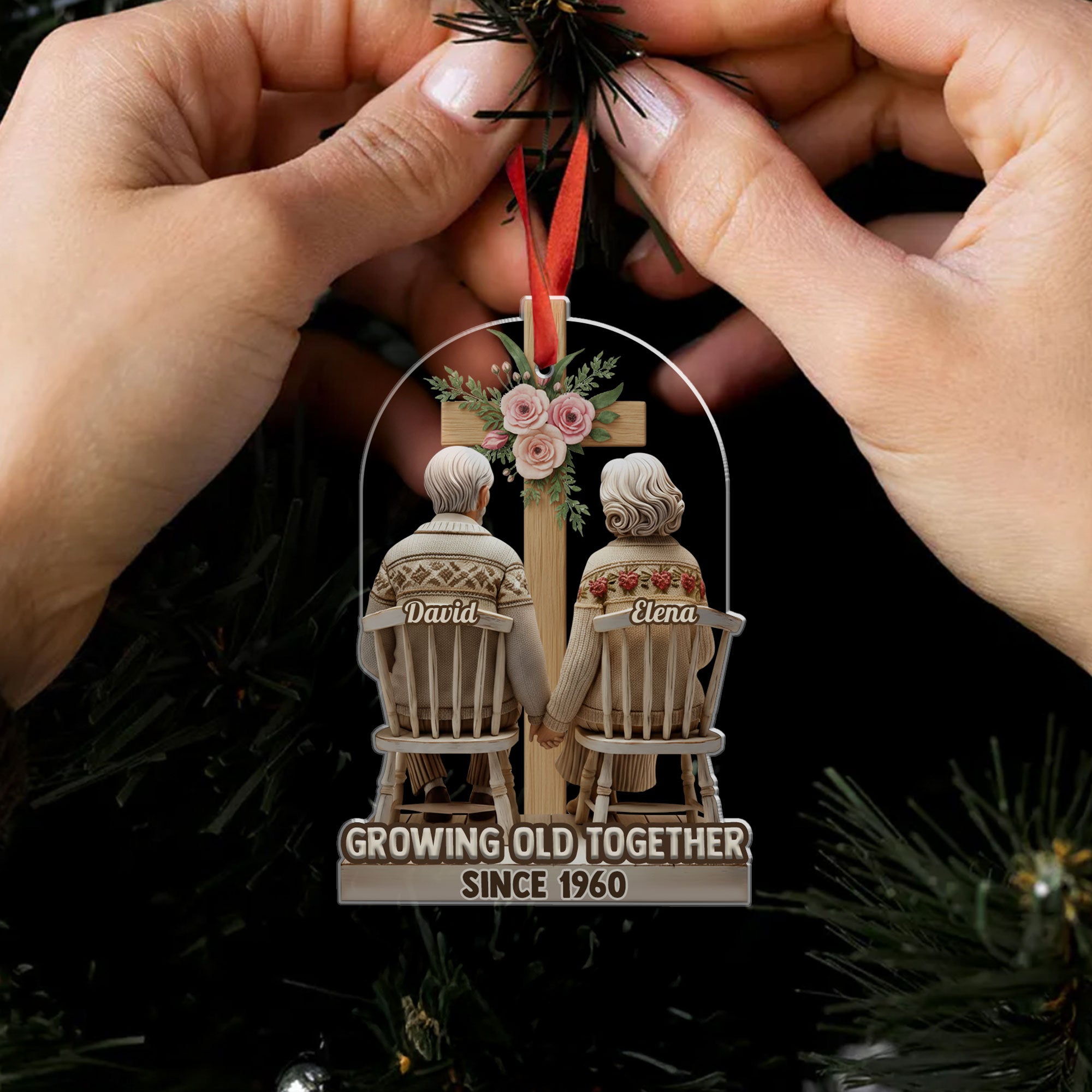 Growing Old Together Couple Personalized Acrylic Ornament