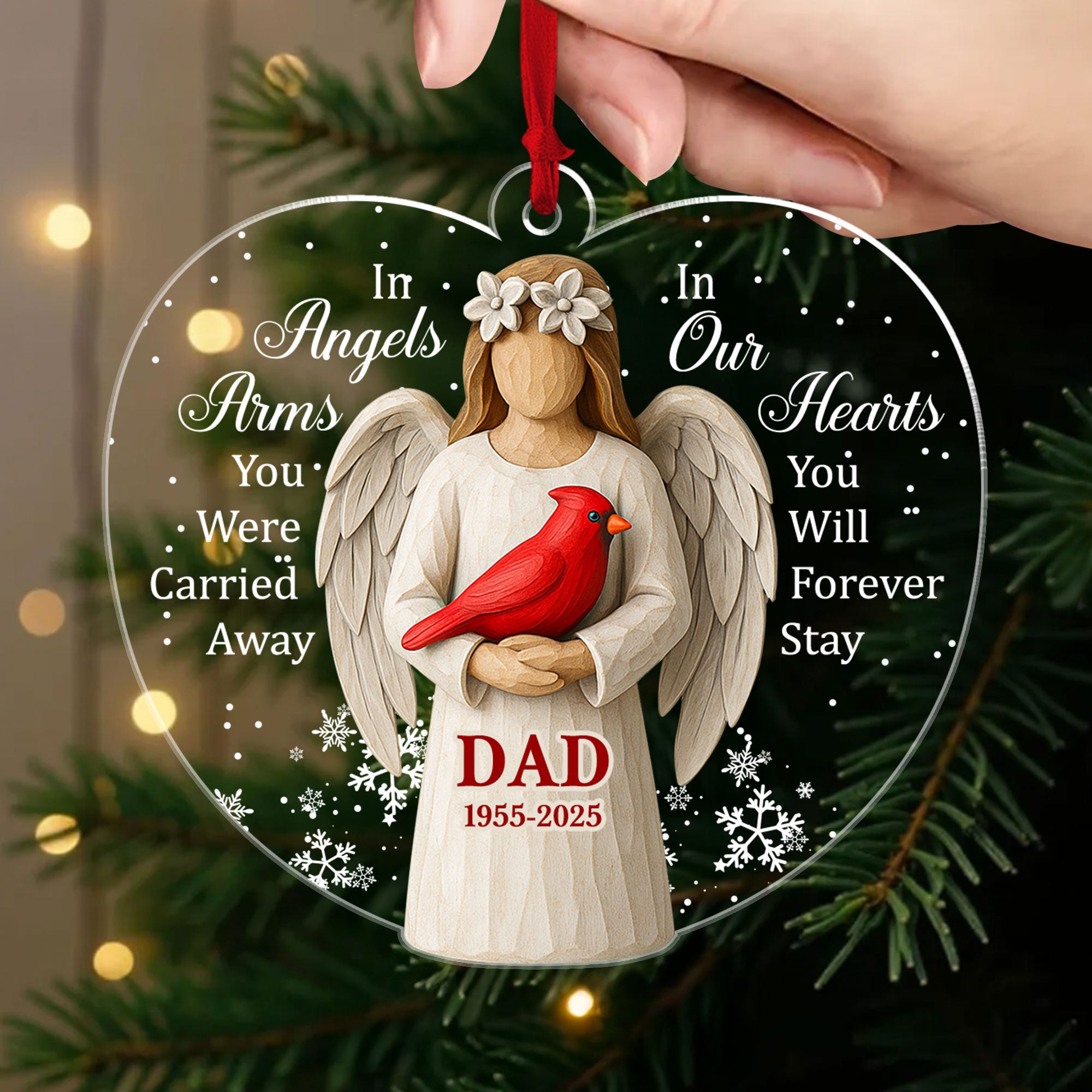 Forever Stay In Our Hearts Personalized Acrylic Ornament, Custom Name and Number