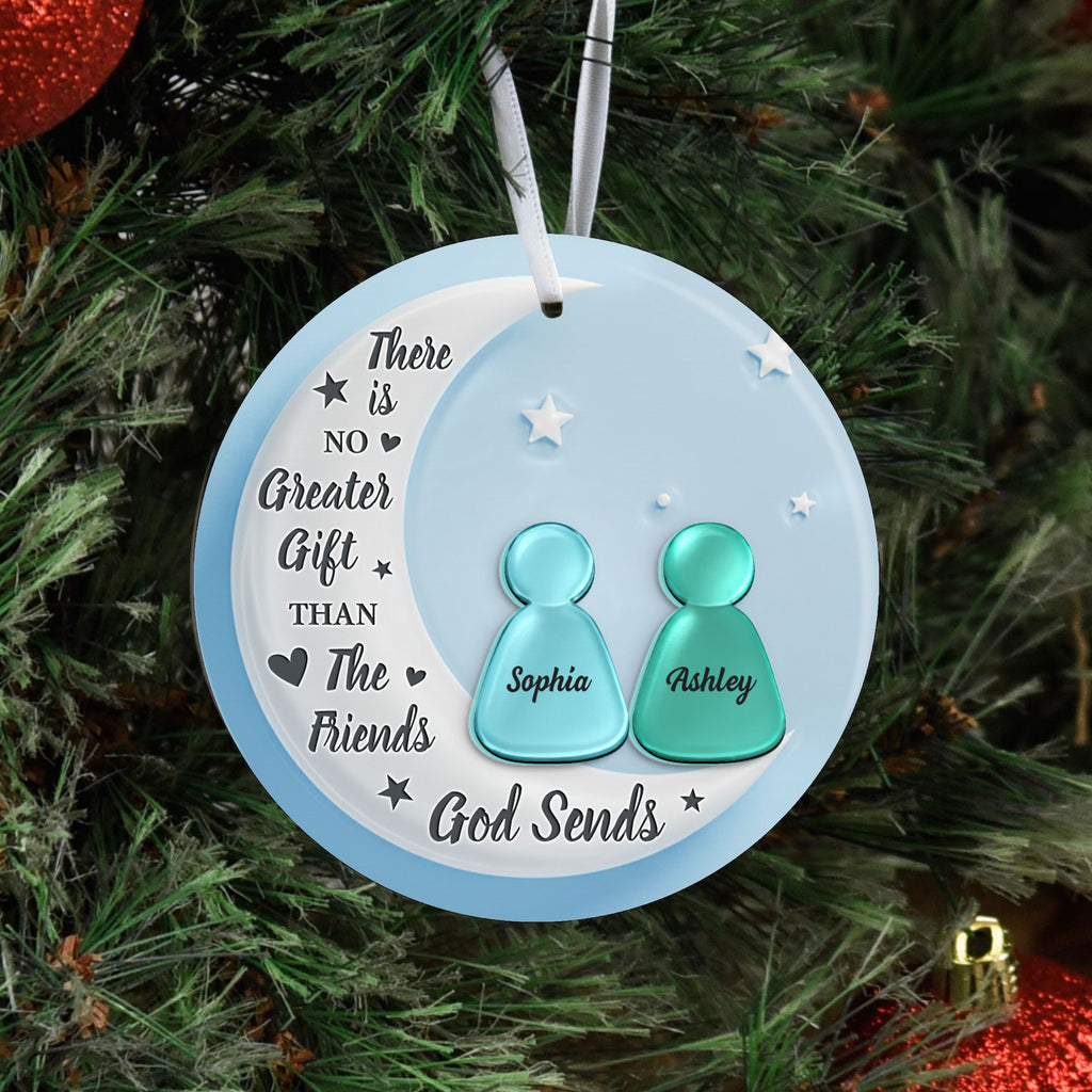 God Sends Our Friends As A Gift Personalized Ceramic Ornament, Custom Friend Name