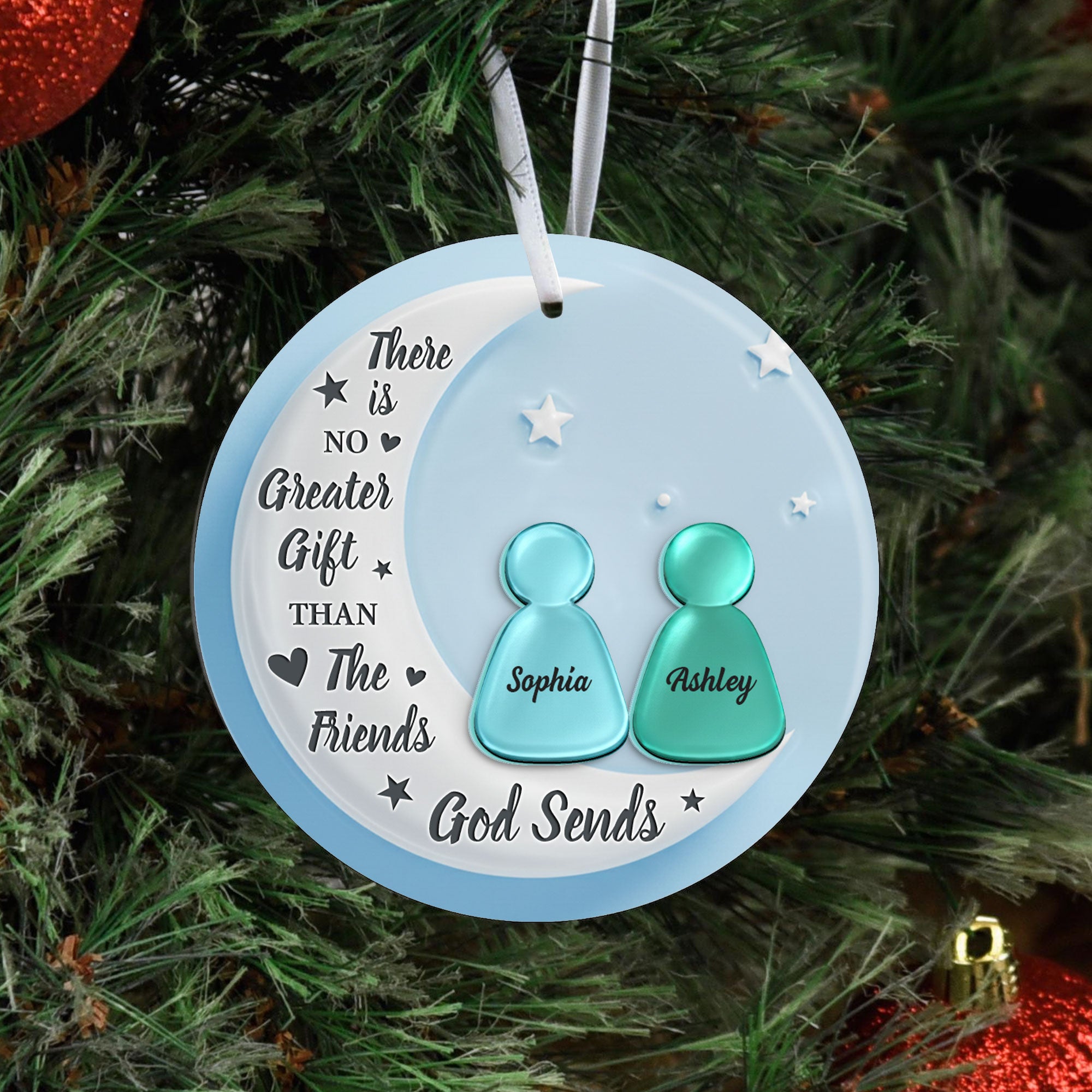 God Sends Our Friends As A Gift Personalized Ceramic Ornament, Custom Friend Name