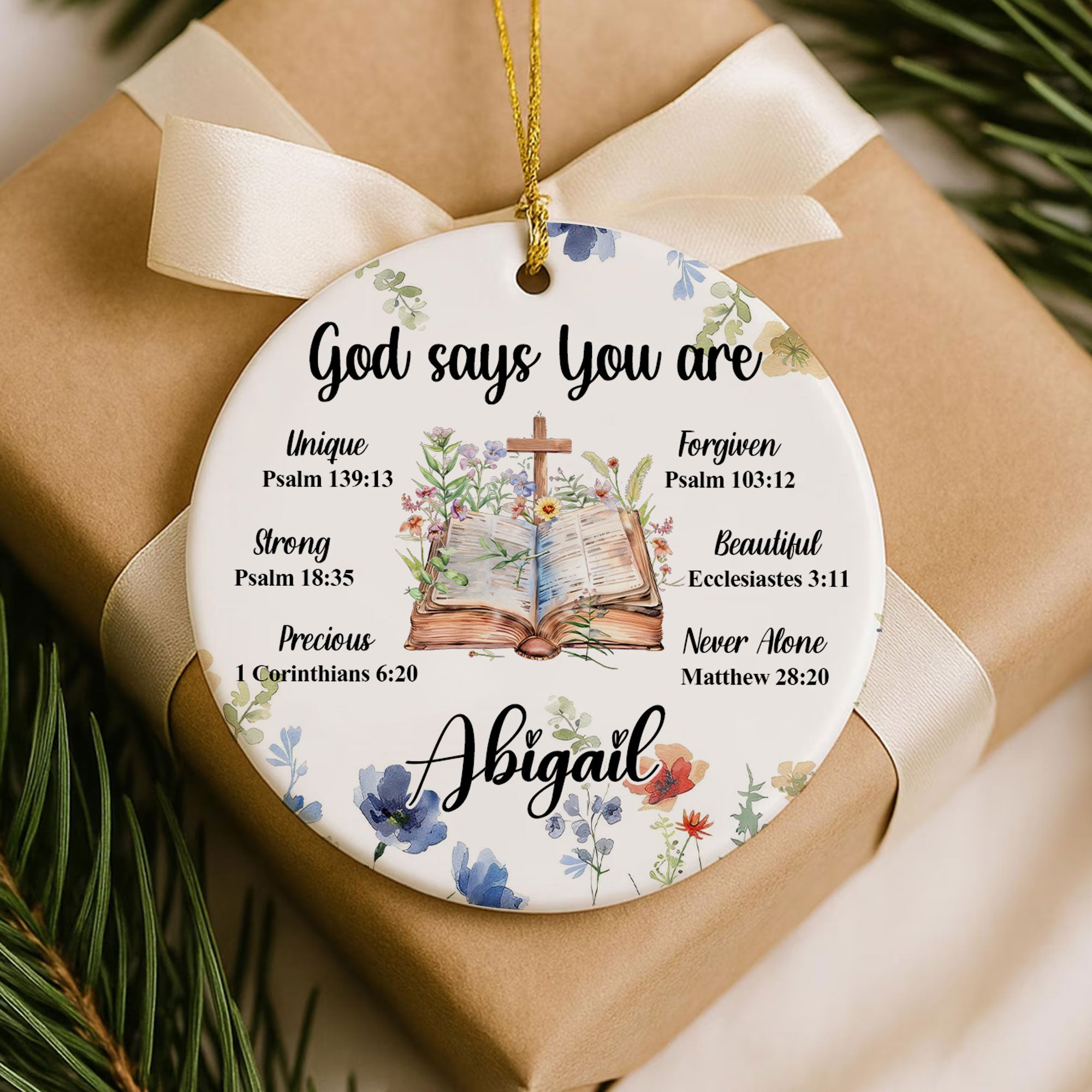 God Says You Are Personalized Ceramic Ornament, Custom Name