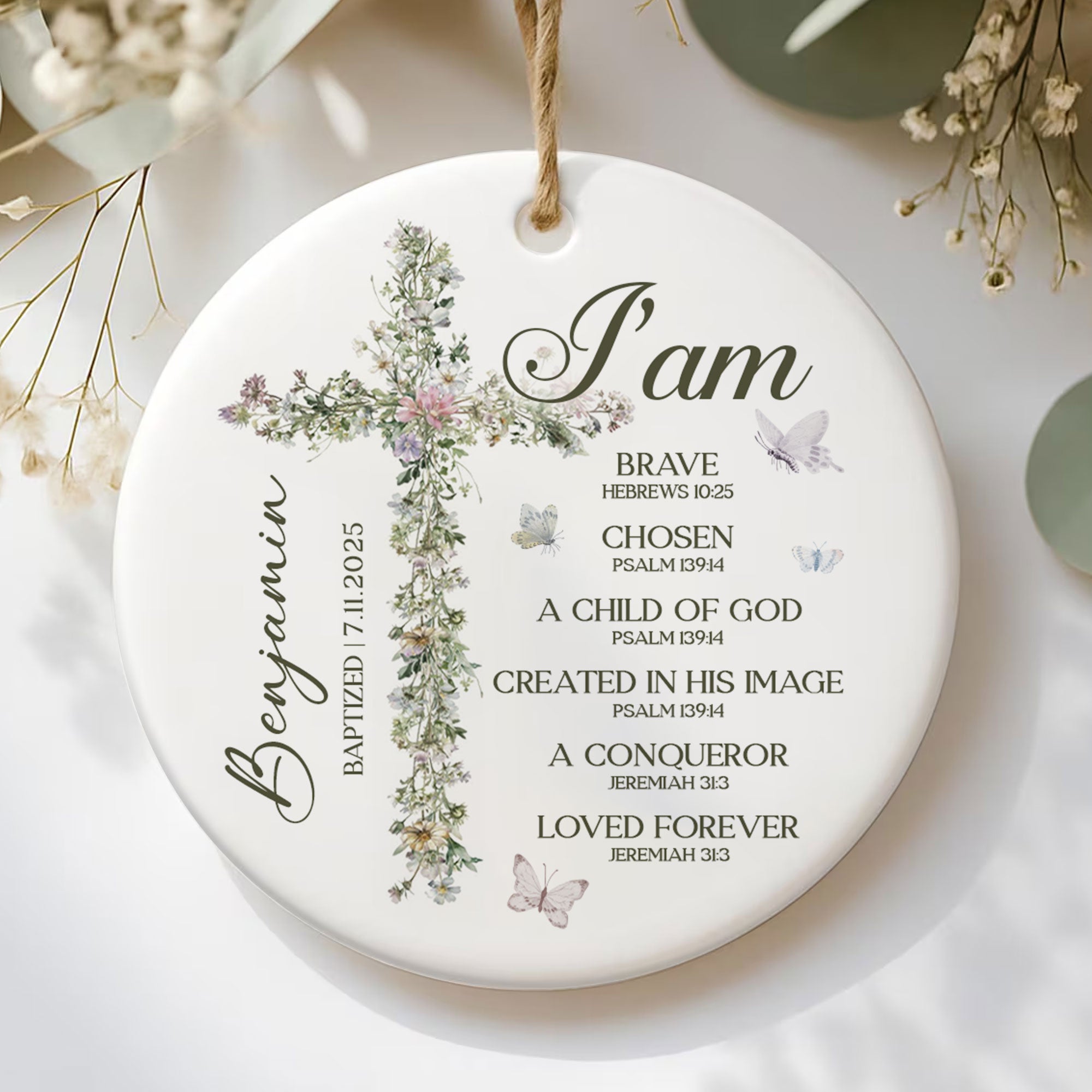 I Am A Child Of God Personalized Ceramic Ornament, Custom Name