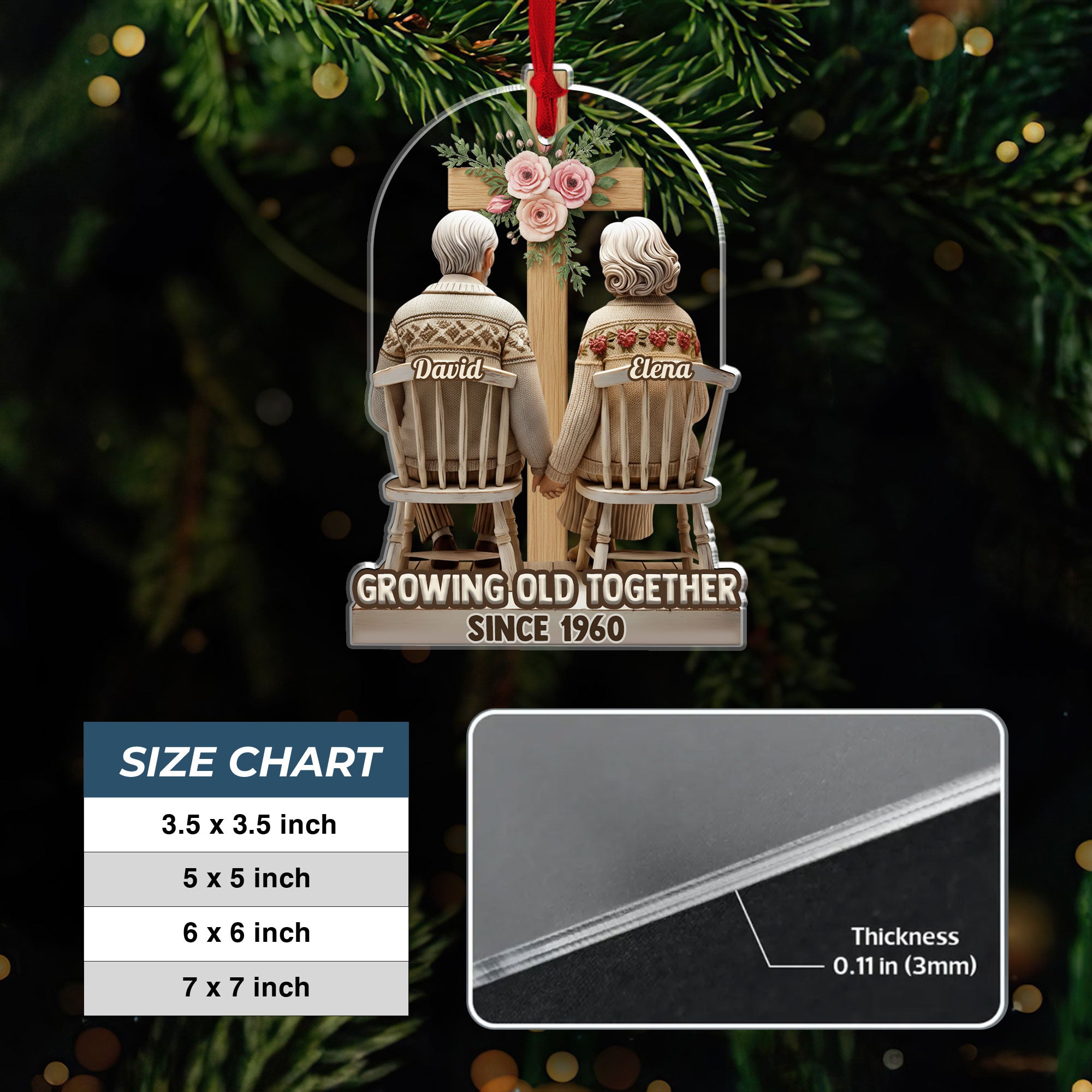 Growing Old Together Couple Personalized Acrylic Ornament