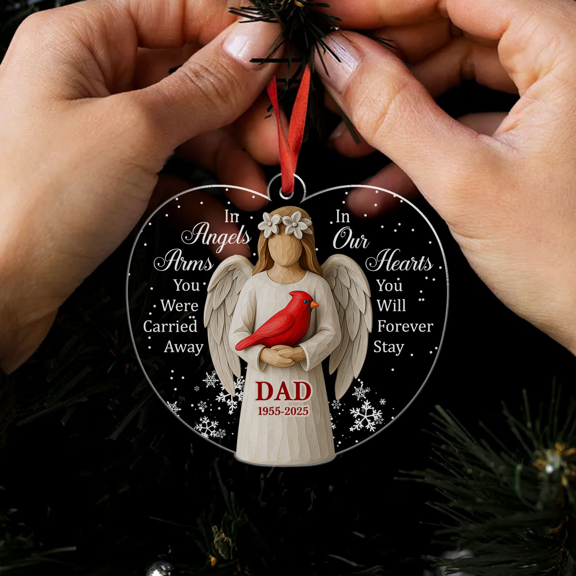 Forever Stay In Our Hearts Personalized Acrylic Ornament, Custom Name and Number