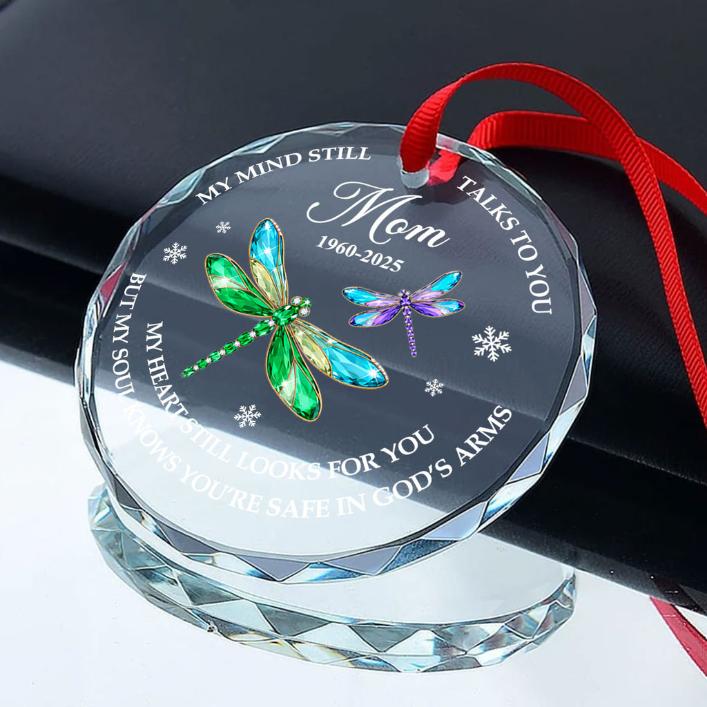 My Mind Still Talks To You Personalized Glass Ornament, Custom Name and Year