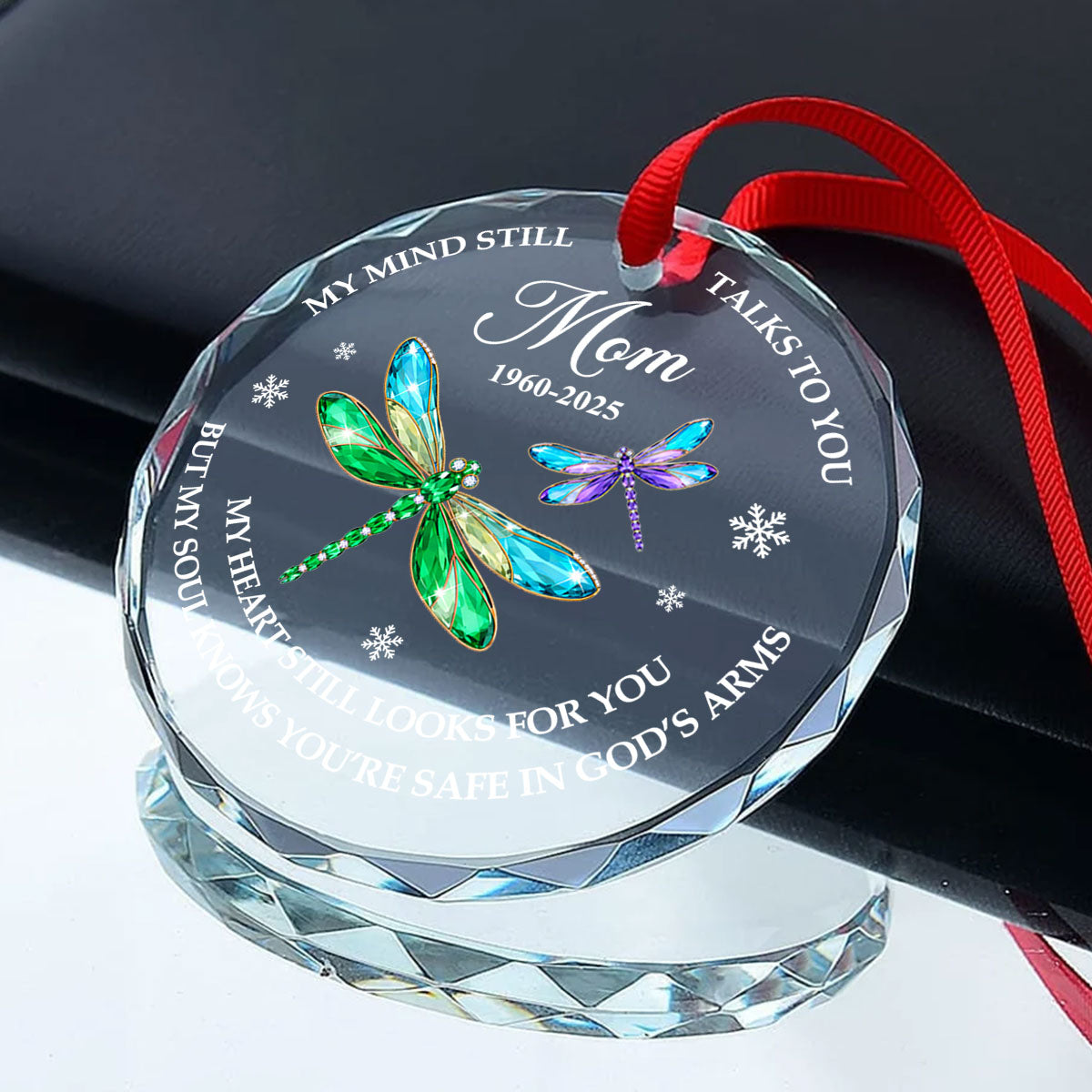 My Mind Still Talks To You Personalized Glass Ornament, Custom Name and Year