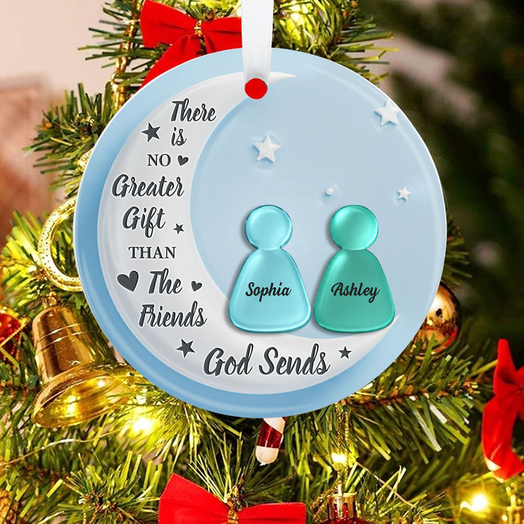 God Sends Our Friends As A Gift Personalized Ceramic Ornament, Custom Friend Name
