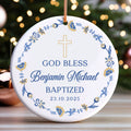 God Bless Baptized Personalized Ceramic Ornament, Custom Name and Birth Year