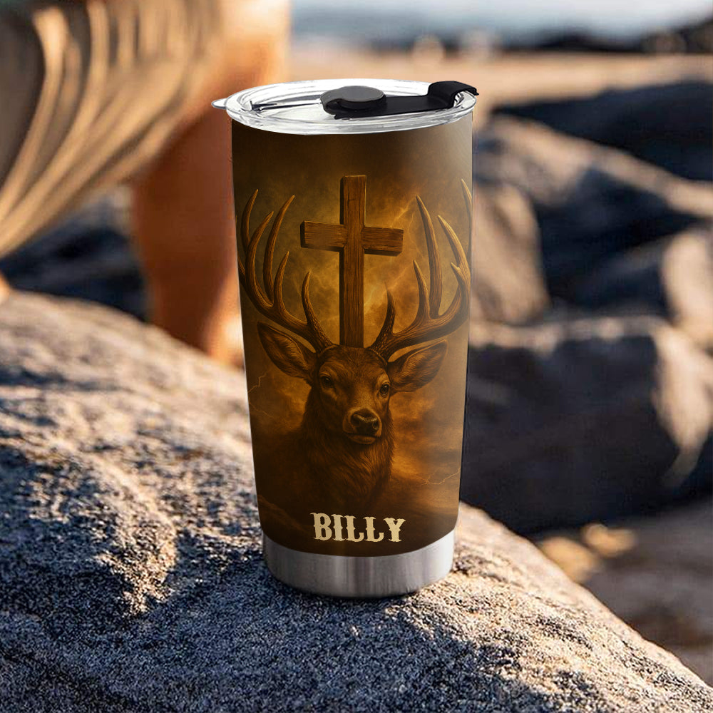In The Silence Of The Hunt Personalized Stainless Steel Tumbler, Custom Hunter Name
