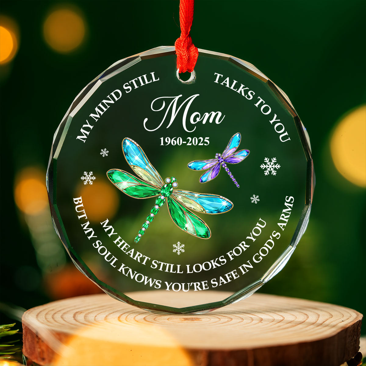 My Mind Still Talks To You Personalized Glass Ornament, Custom Name and Year