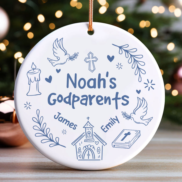 Godparents Personalized Ceramic Ornament, Custom Name