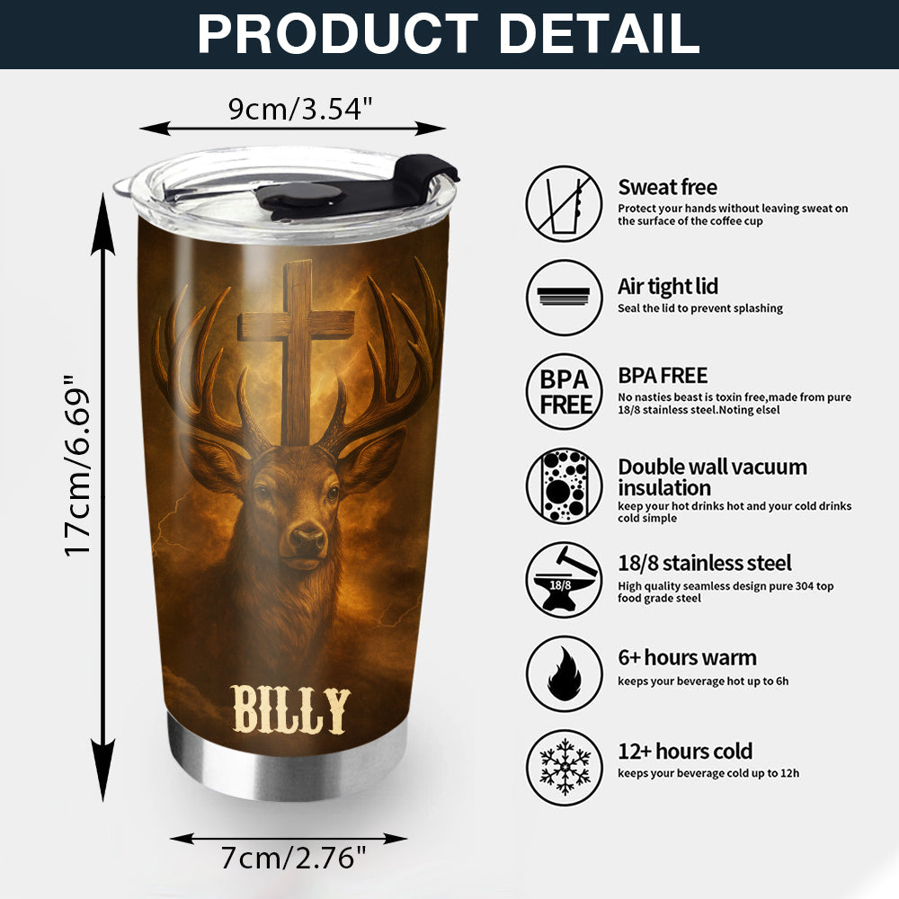 In The Silence Of The Hunt Personalized Stainless Steel Tumbler, Custom Hunter Name