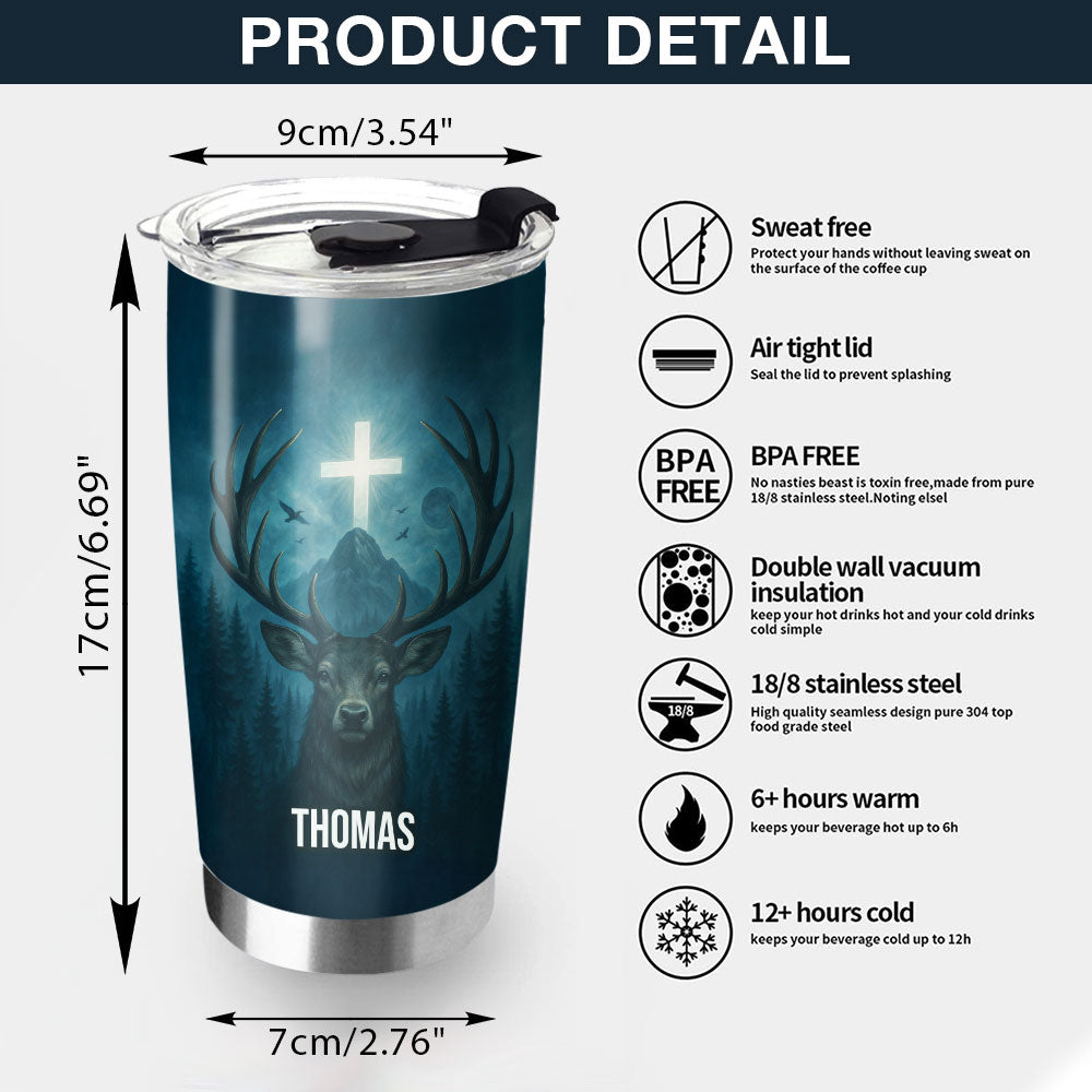 Get Up, Hunt and Eat Personalized Stainless Steel Tumbler, Custom Hunter Name